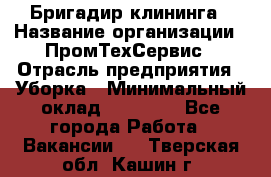 Бригадир клининга › Название организации ­ ПромТехСервис › Отрасль предприятия ­ Уборка › Минимальный оклад ­ 30 000 - Все города Работа » Вакансии   . Тверская обл.,Кашин г.